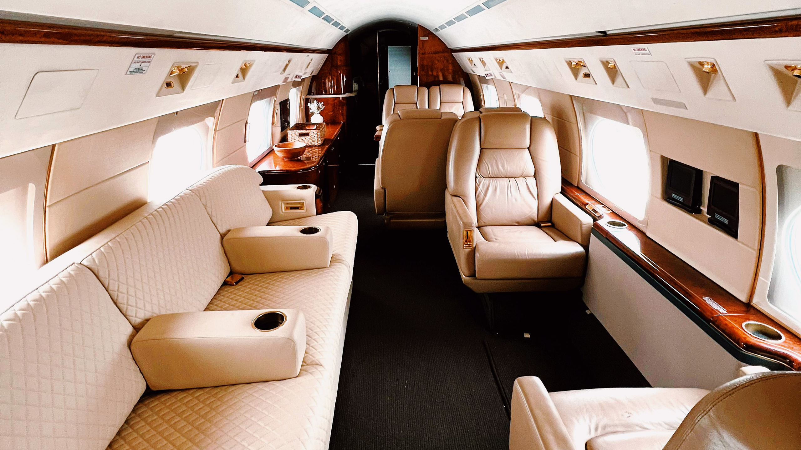 Photo of the inside of a private jet