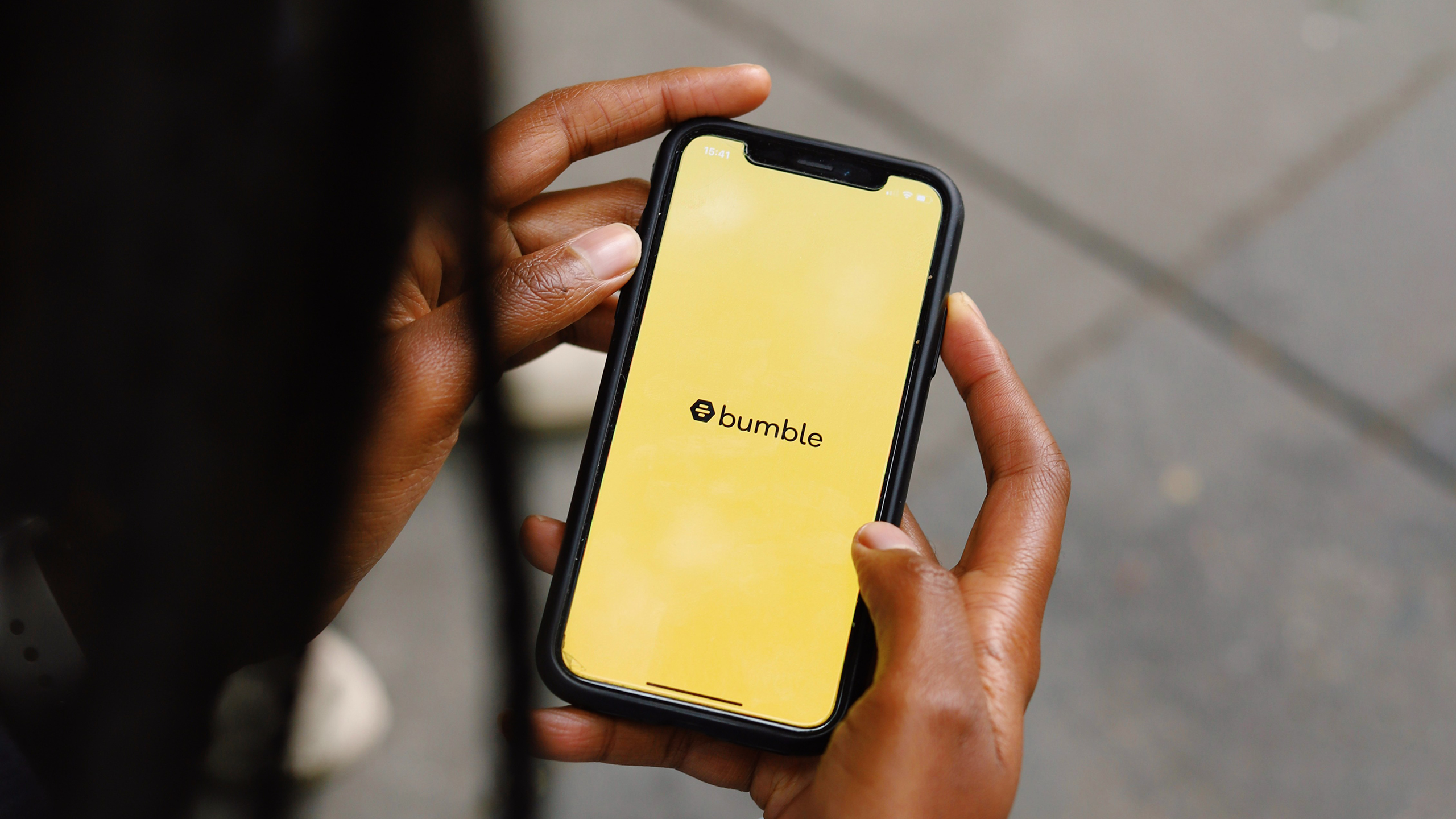 Photo of the Bumble app on an iPhone