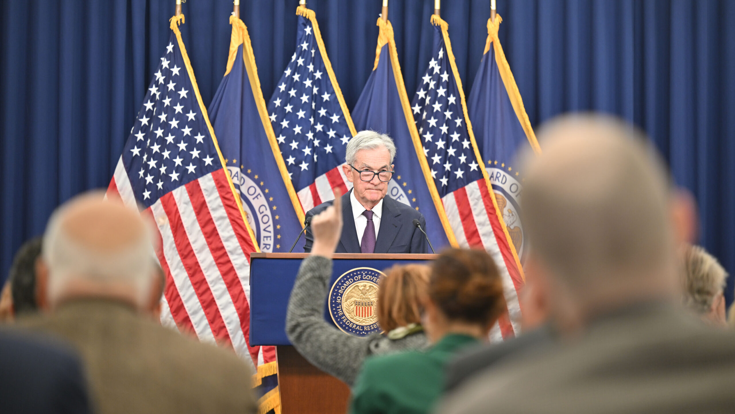 Federal Reserve Chair Jerome Powell takes questions at a September 2025 press conference.