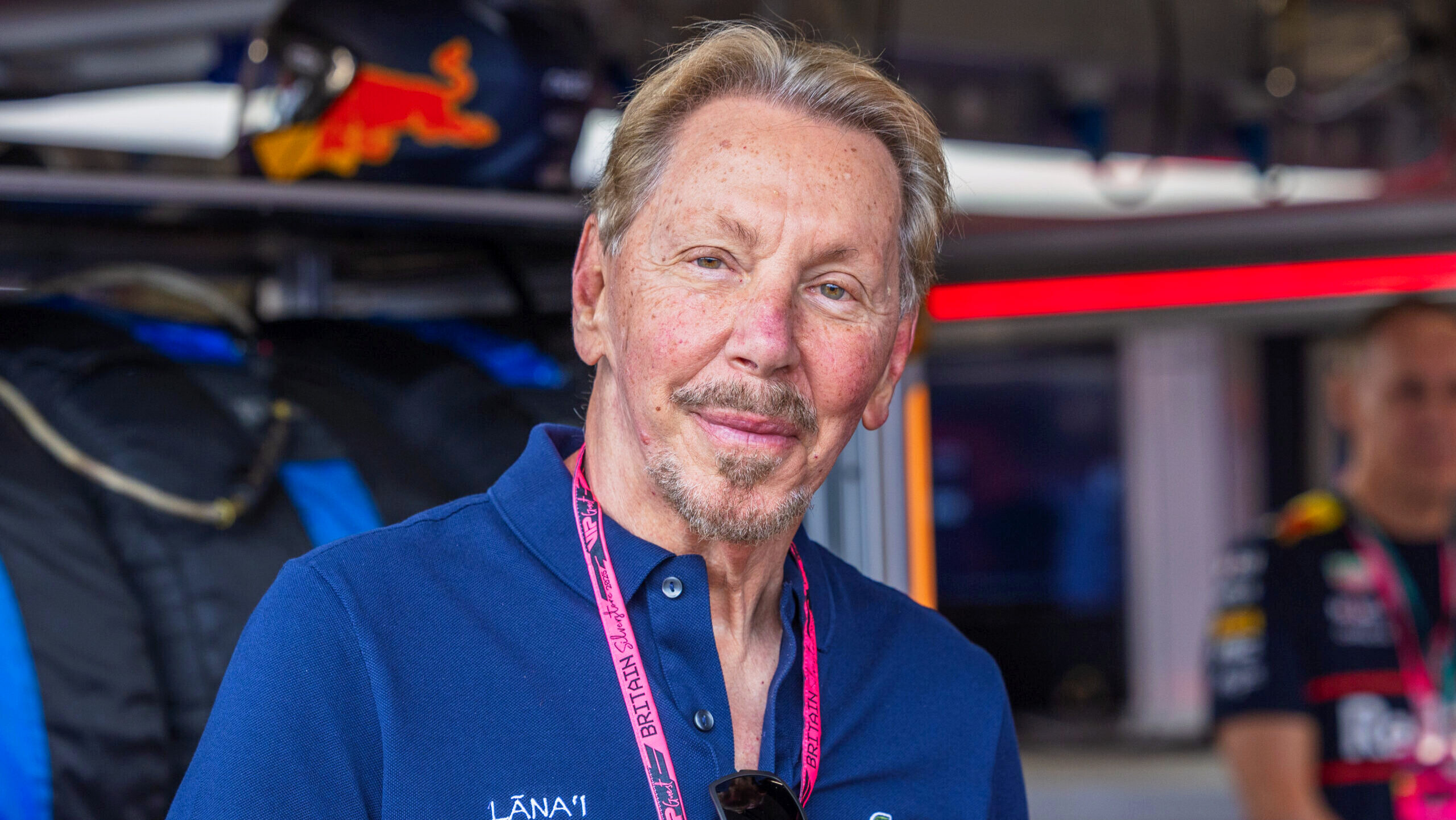 Oracle executive chairman Larry Ellison is seen at the Formula One British Grand Prix.
