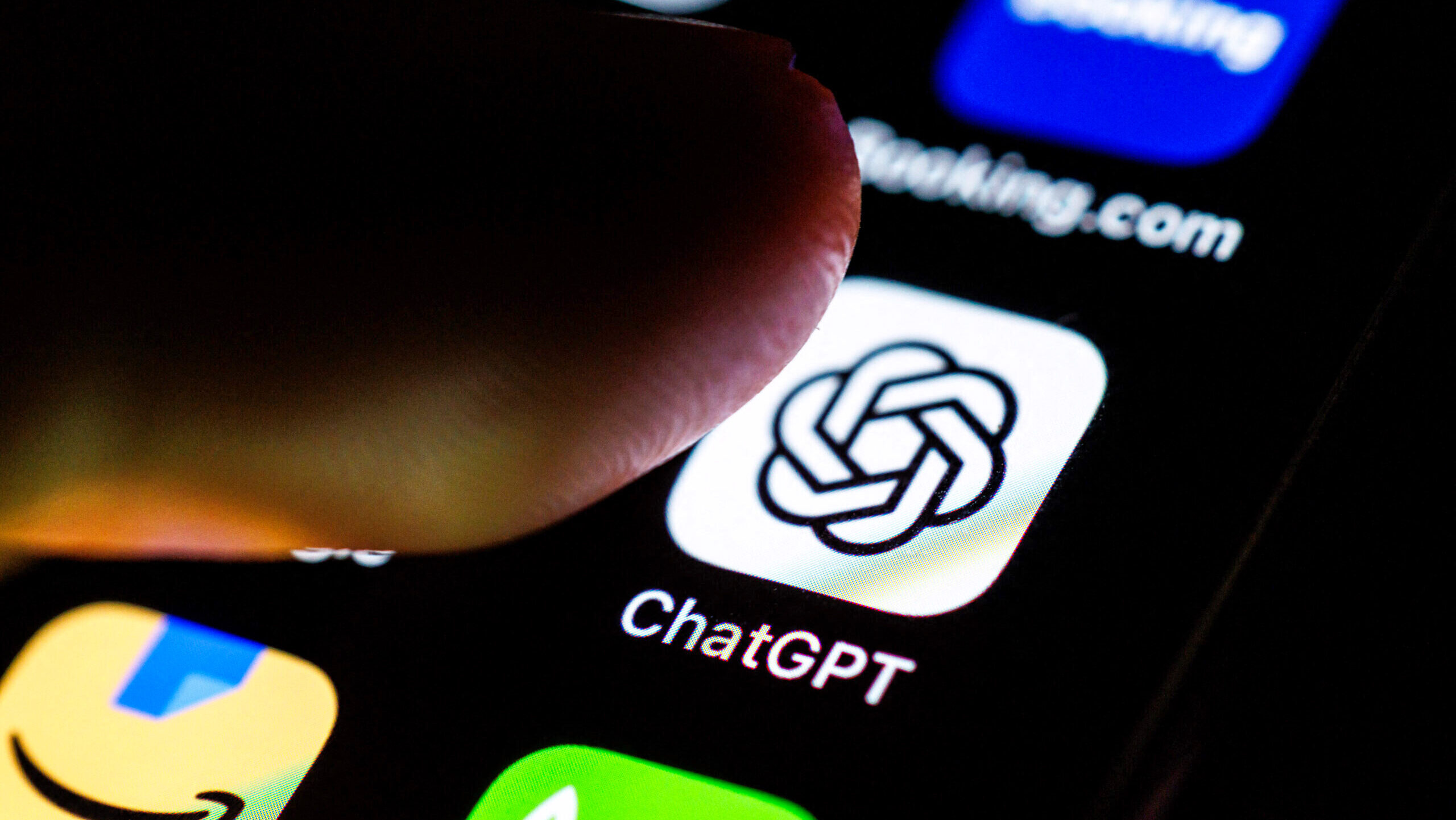 Photo of the ChatGPT app on a smartphone.