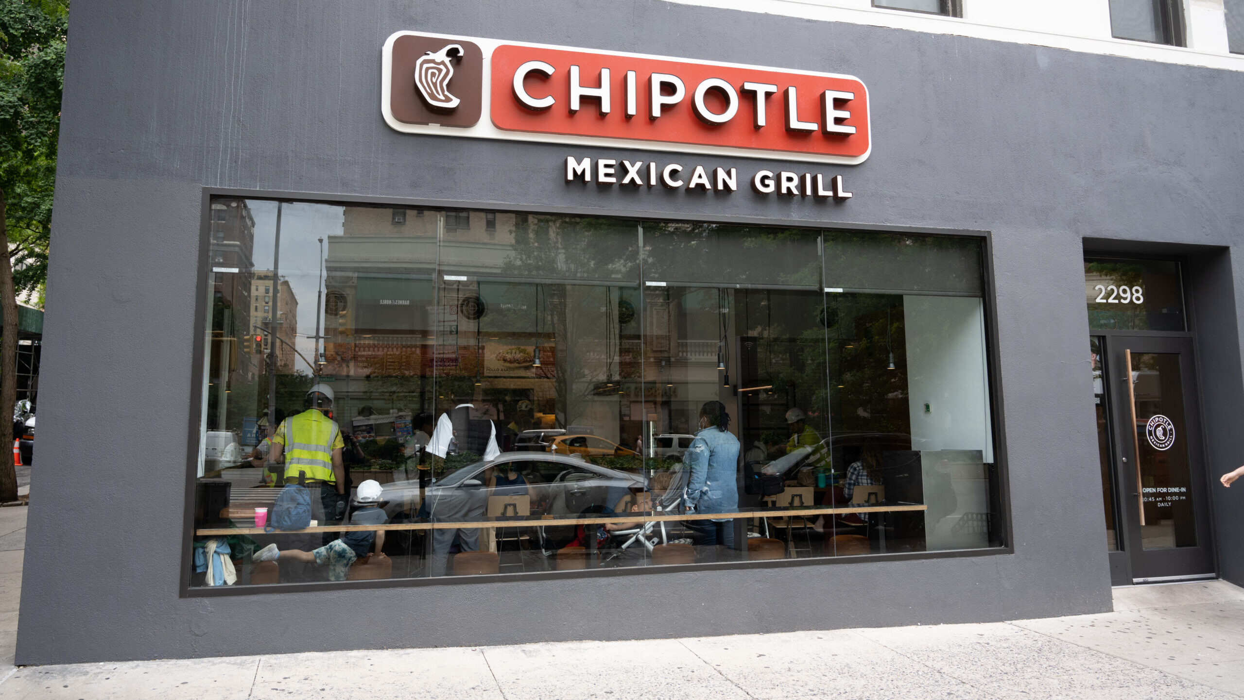 The exterior of a Chipotle Mexican Grill location is shown in New York City.