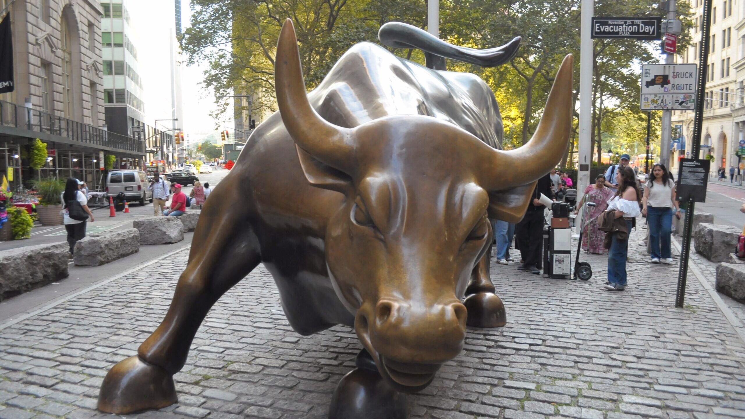 Photo of the "Charging Bull" statue is seen in the Financial District in Manhattan, New York City.