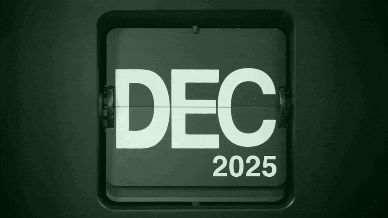 GIF of a calendar flipping from December 2025 to January 2026