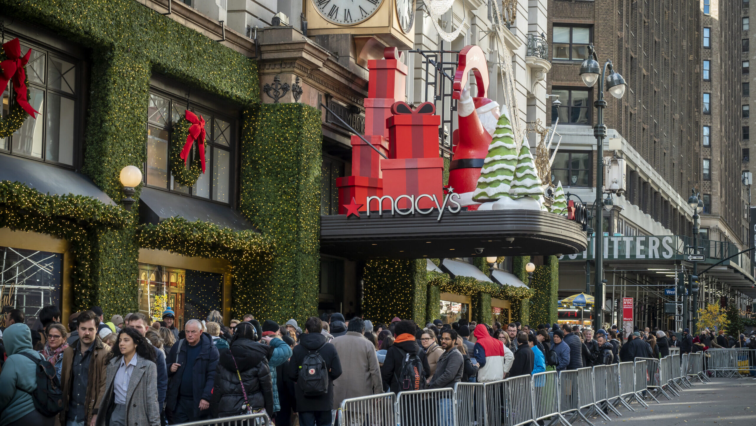 Hordes of shoppers throng the Macy's Herald Square flagship store in New York anxious to shop on the day after Thanksgiving, Black Friday, November 28, 2025.