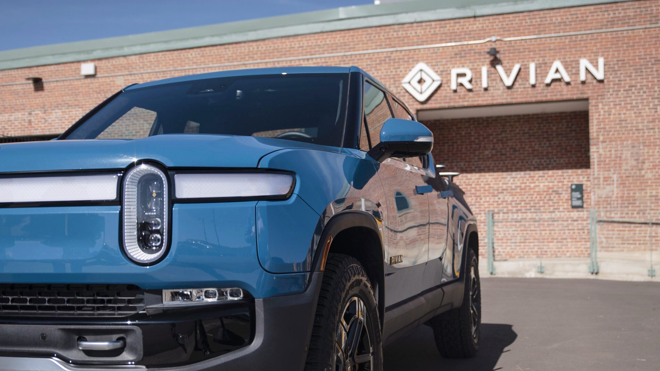 Photo of a Rivian electric pickup truck.