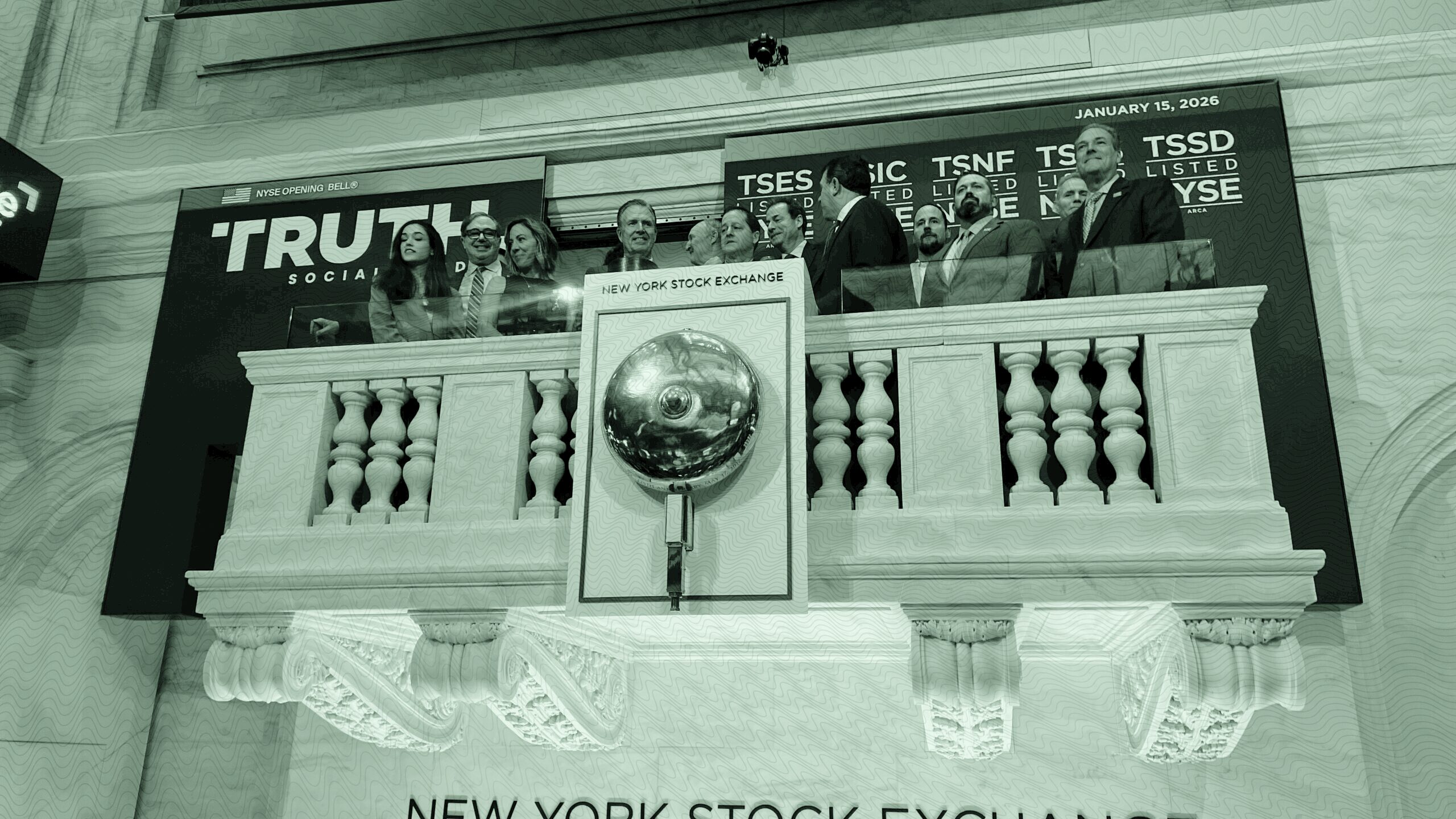 Truth Social and Yorkville America Equities ring the opening bell at the New York Stock Exhcange.