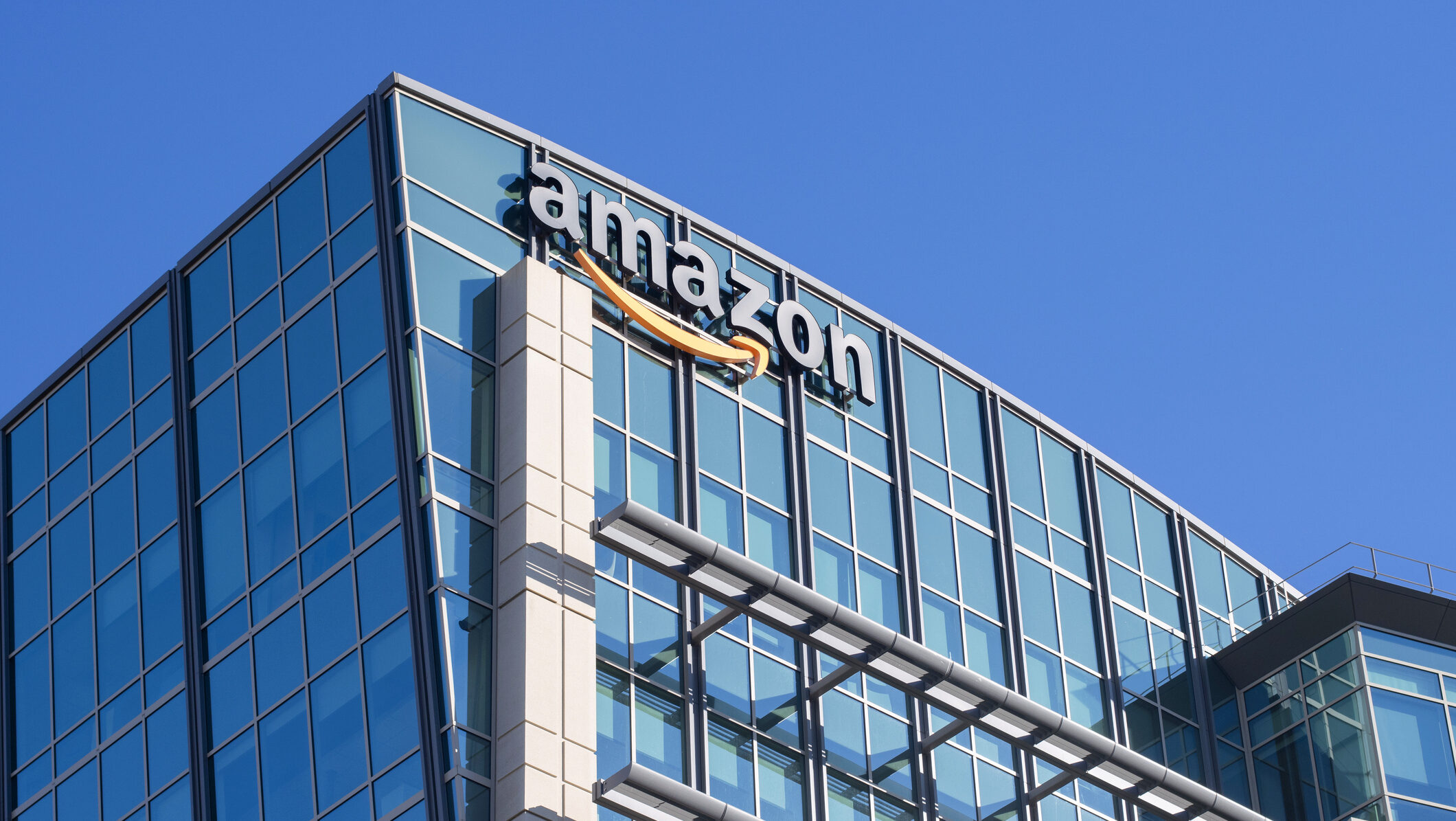 Photo of an Amazon office building.