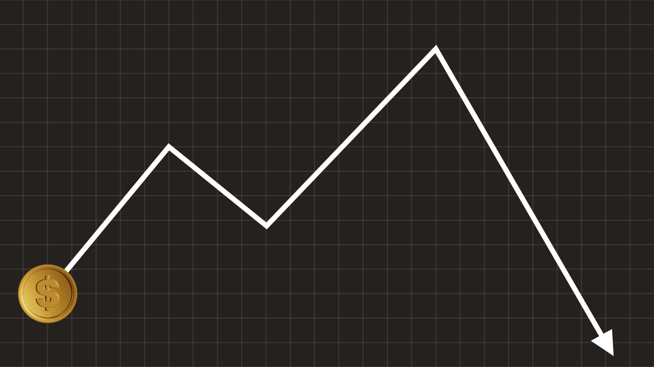 GIF of a gold coin following the path of a line graph