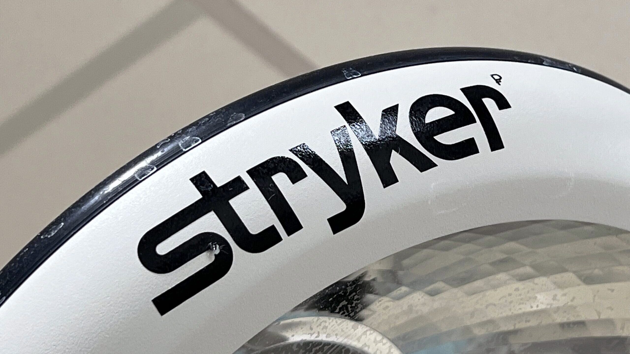 Photo of the logo for medical equipment maker Stryker.