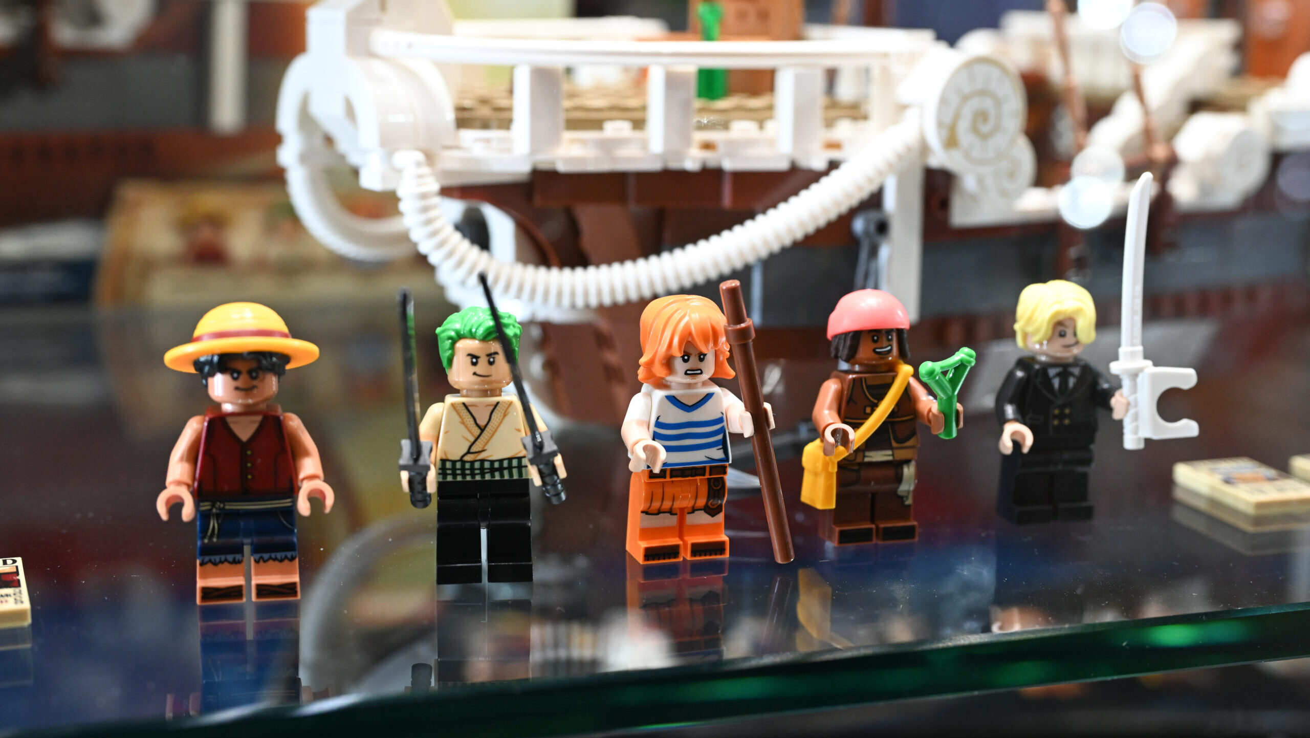 Lego figures are shown on display during the North American International Toy Fair 2026 in New York City.