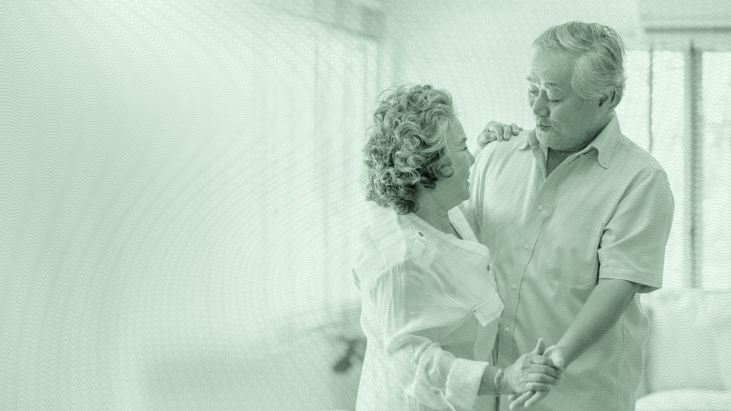 An older couple dancing.