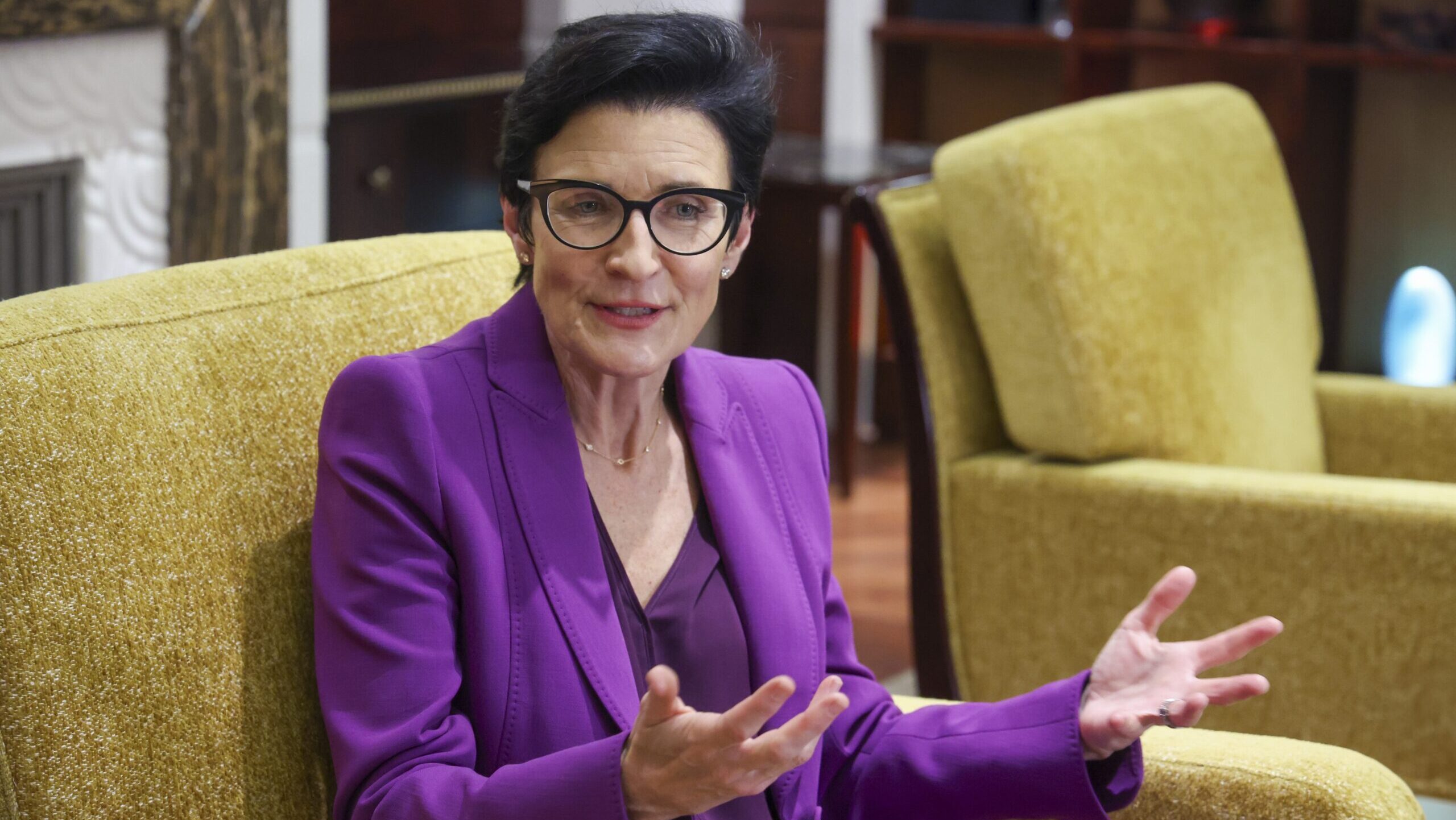Citigroup CEO Jane Fraser speaks during an interview in Hong Kong.