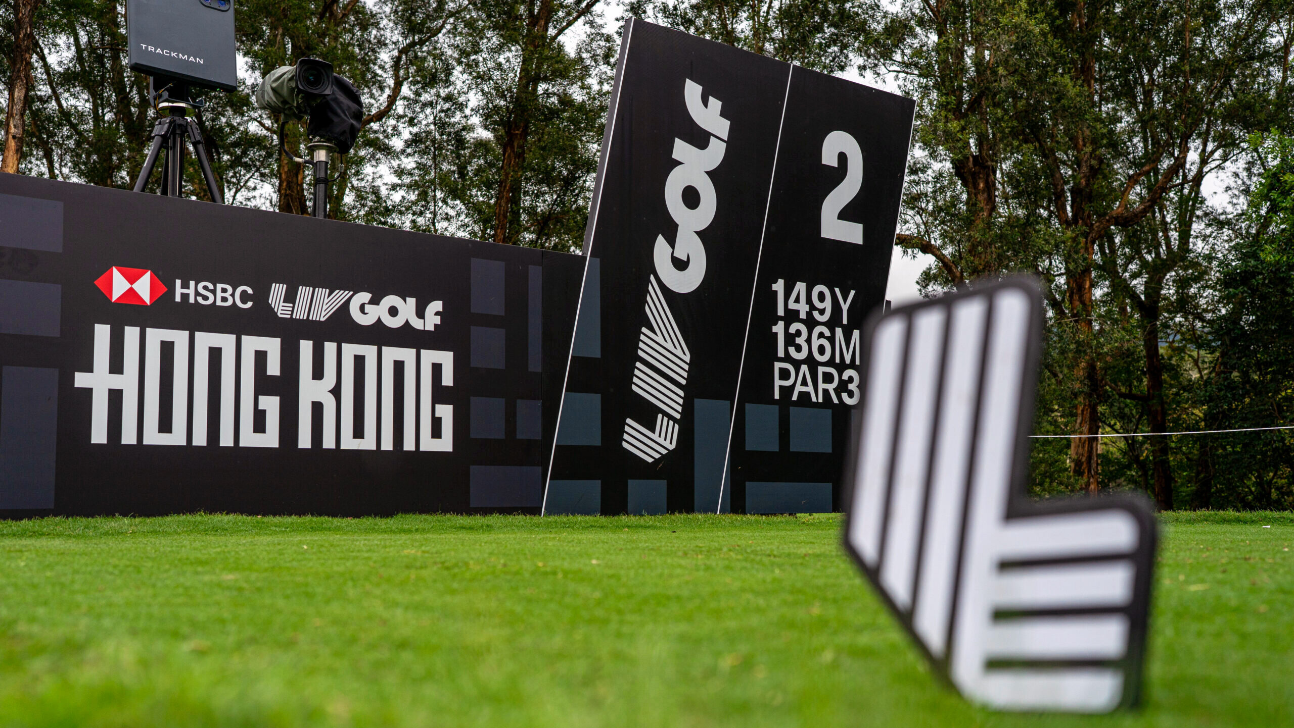 Photo of a LIV Golf sign.