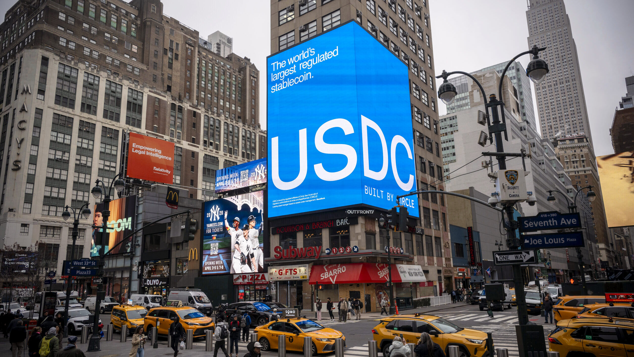 Photo of a USCD ad display in Manhattan.