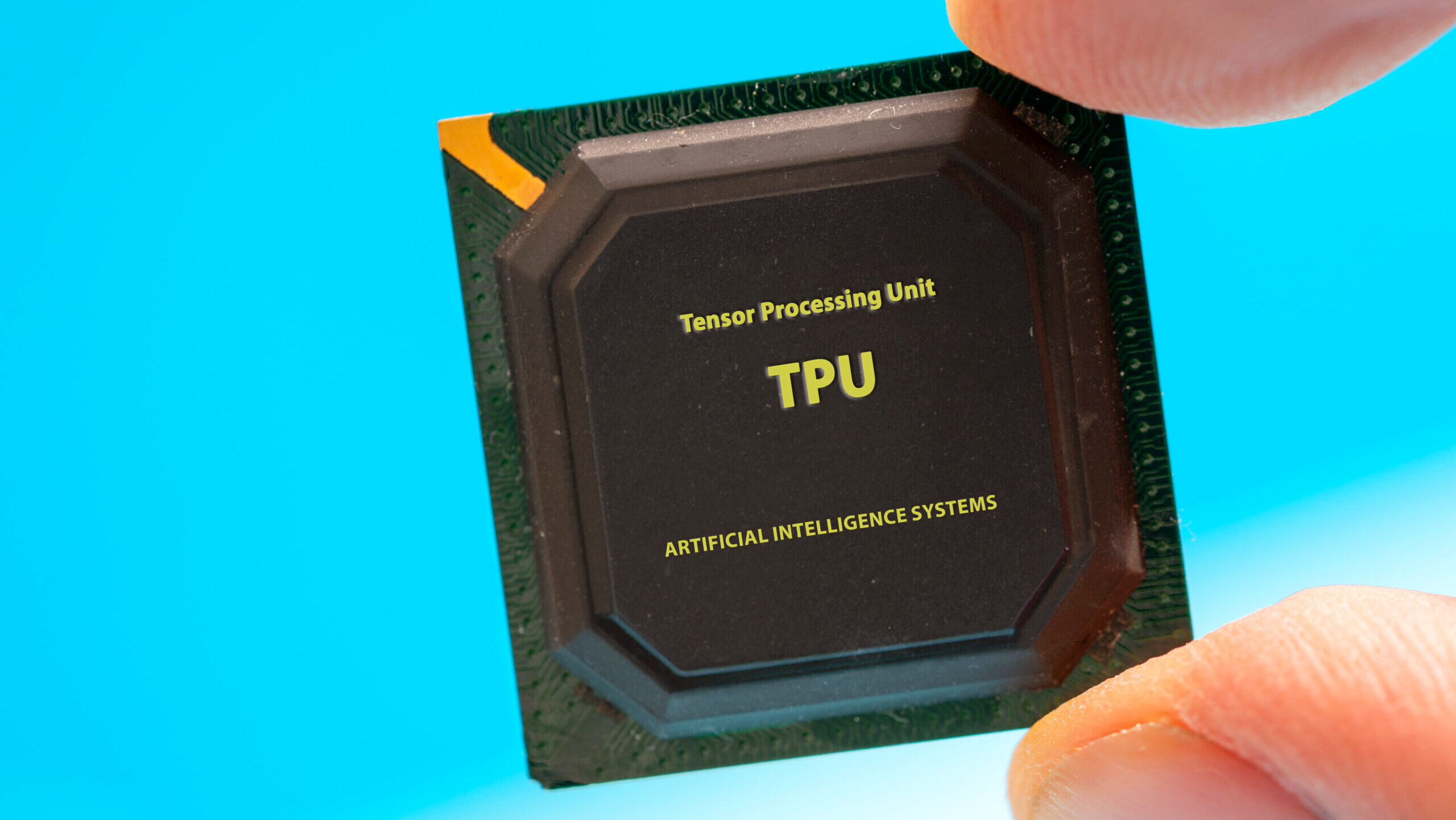 Photo of a Google tensor processing unit chip.