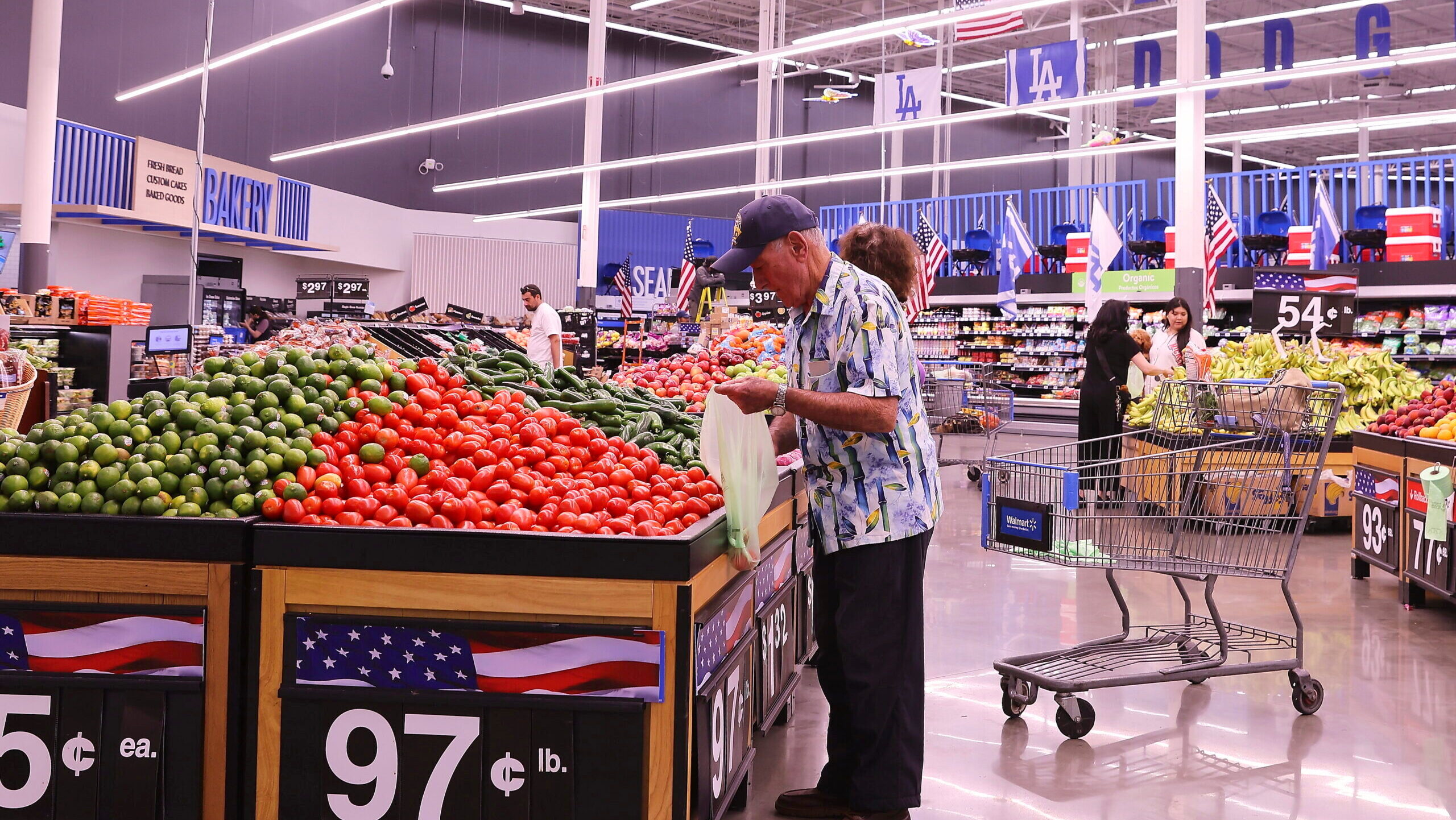 Photo of customers shopping at a Walmart.