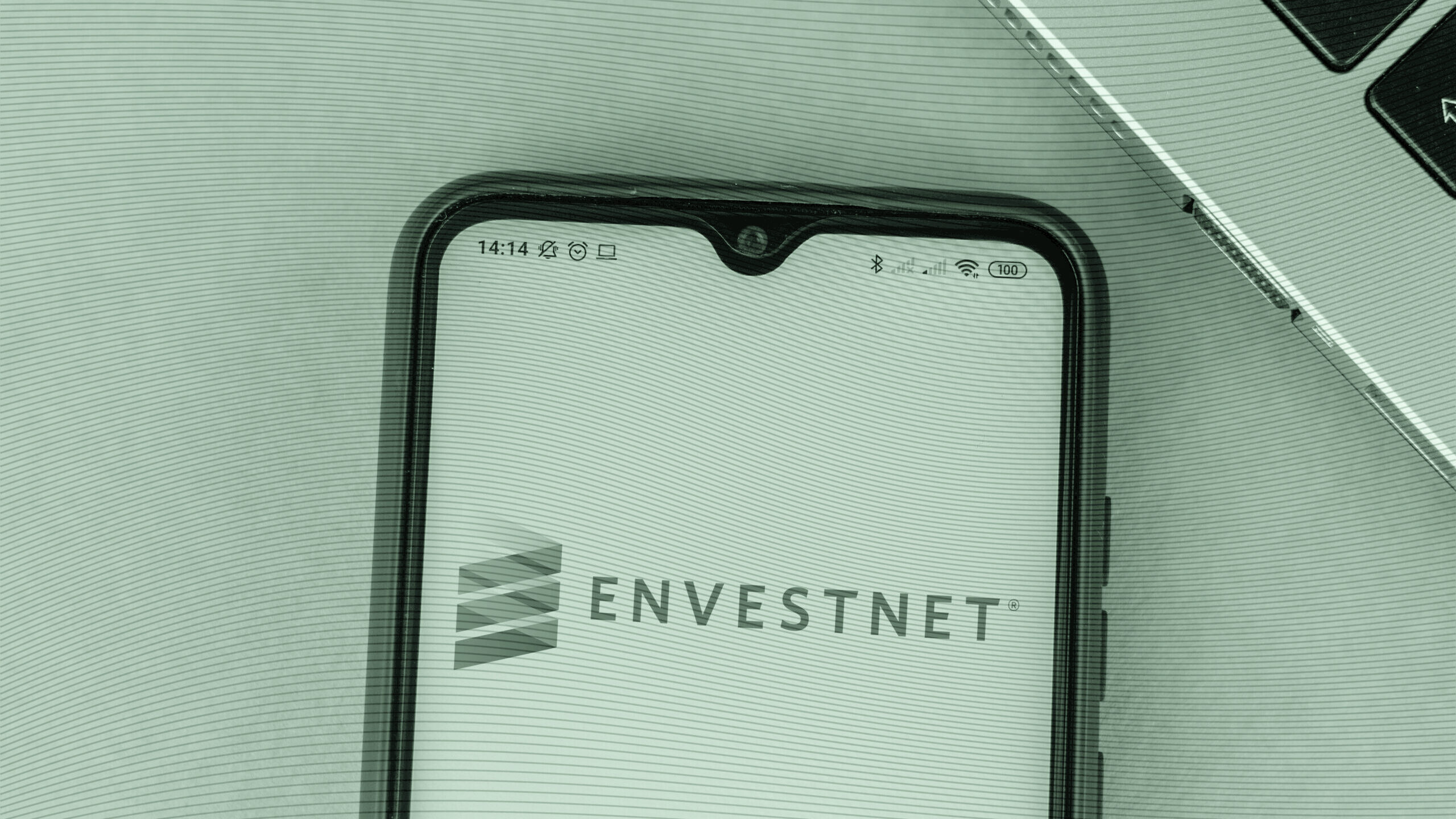 Photo of the Envestnet logo on a phone