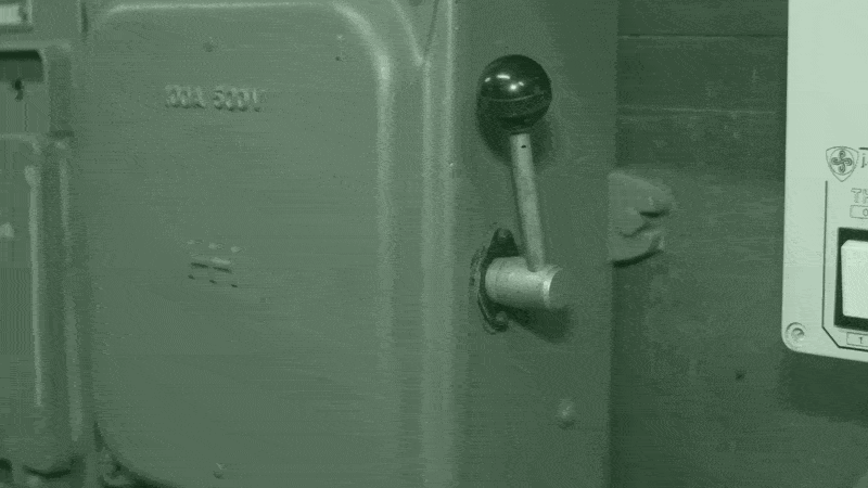 GIF of a person pulling down on a lever