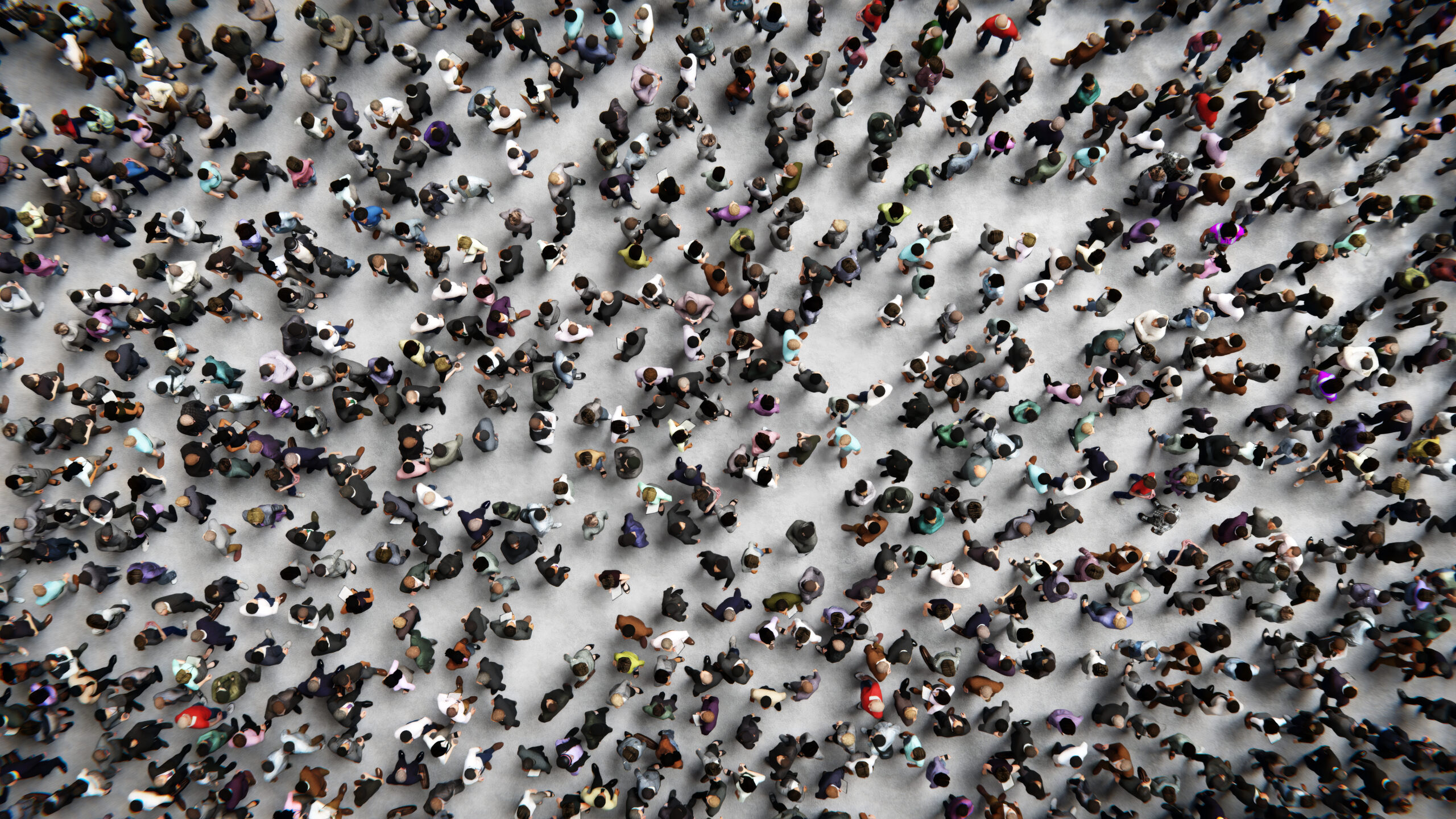 Aerial photo of a crowd of people