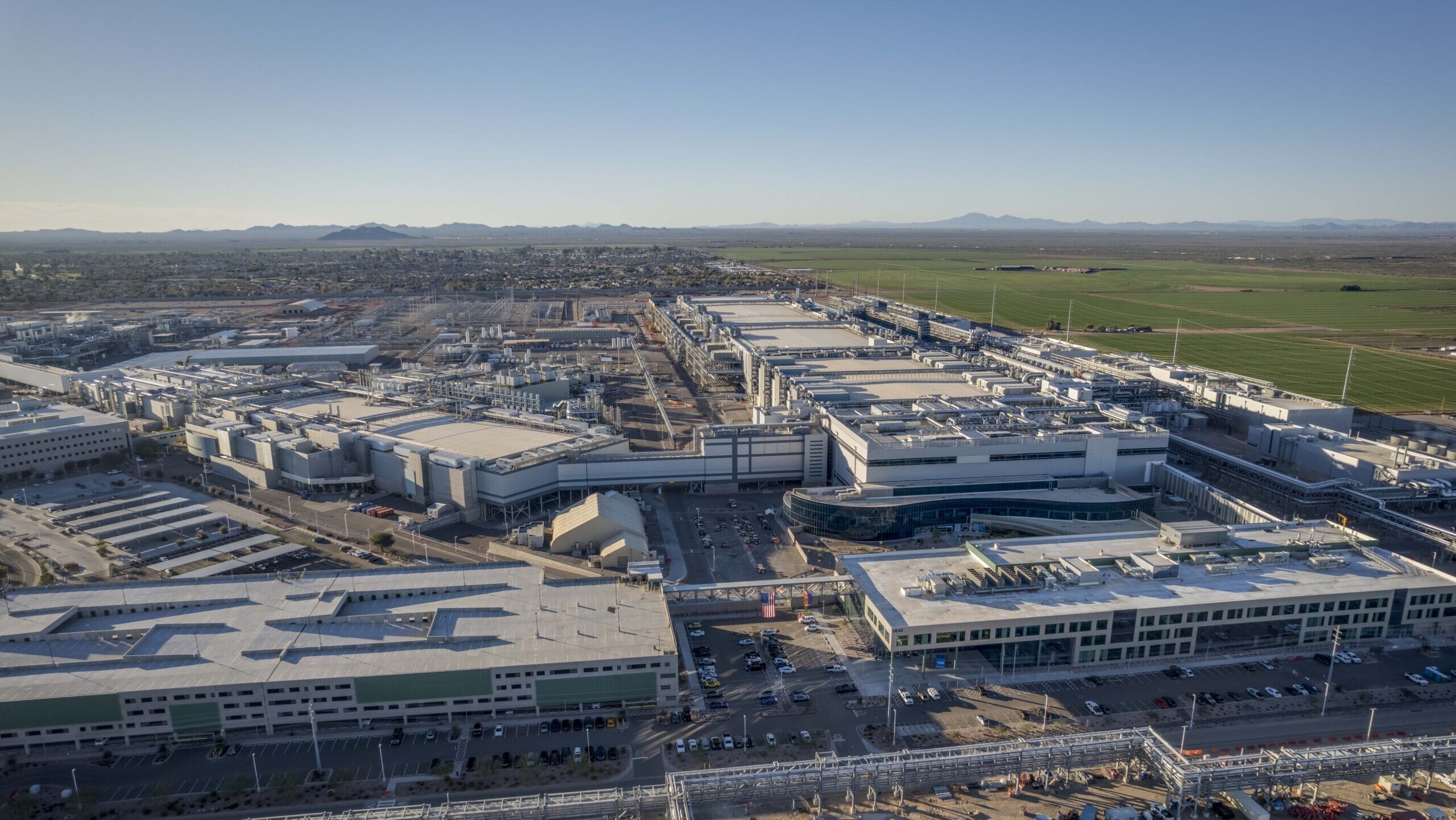 The Intel Ocotillo campus in Chandler, Arizona is shown on a sunny day.