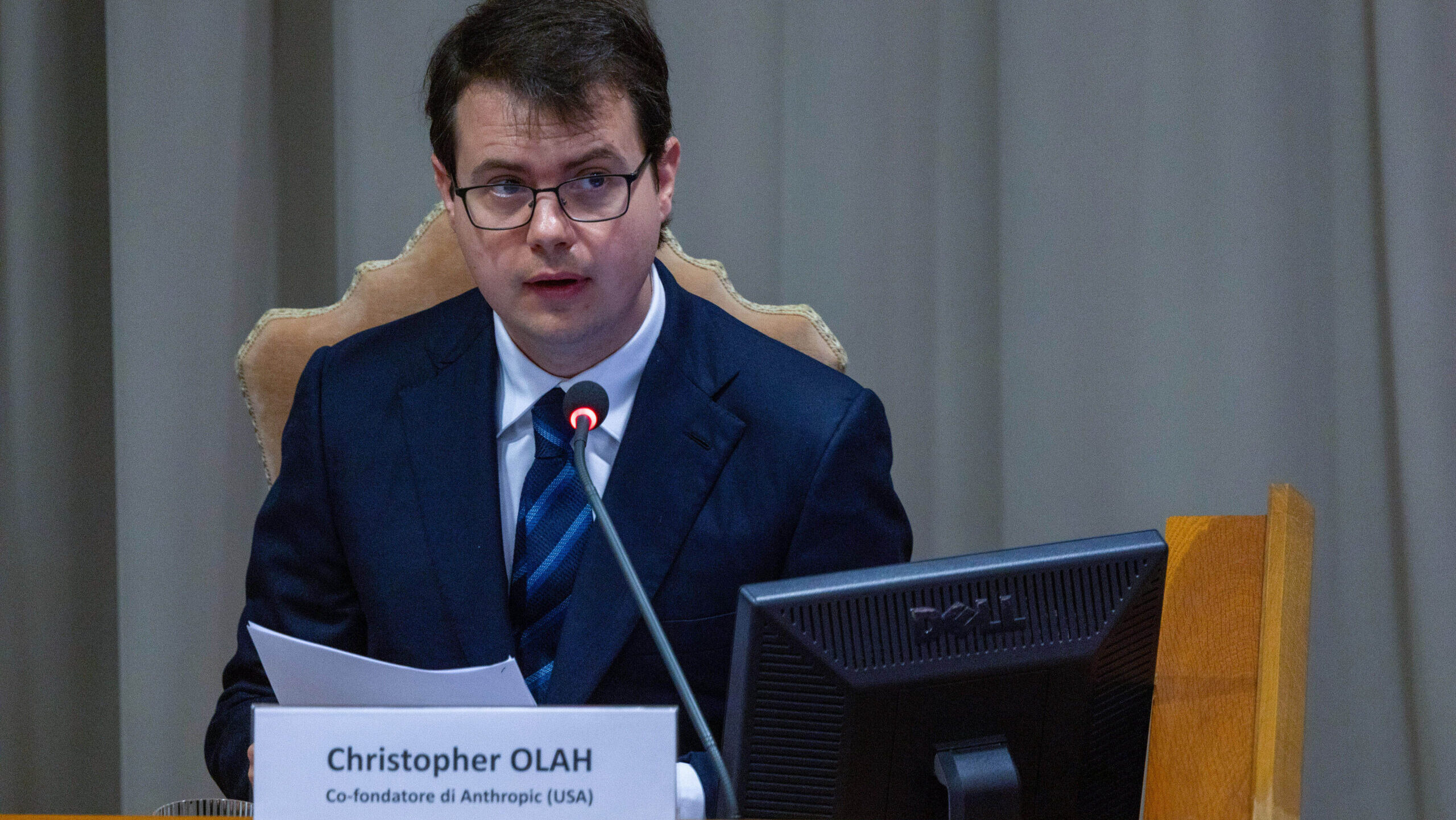 Anthropic co-founder Christopher Olah speaks at the Vatican in Rome.