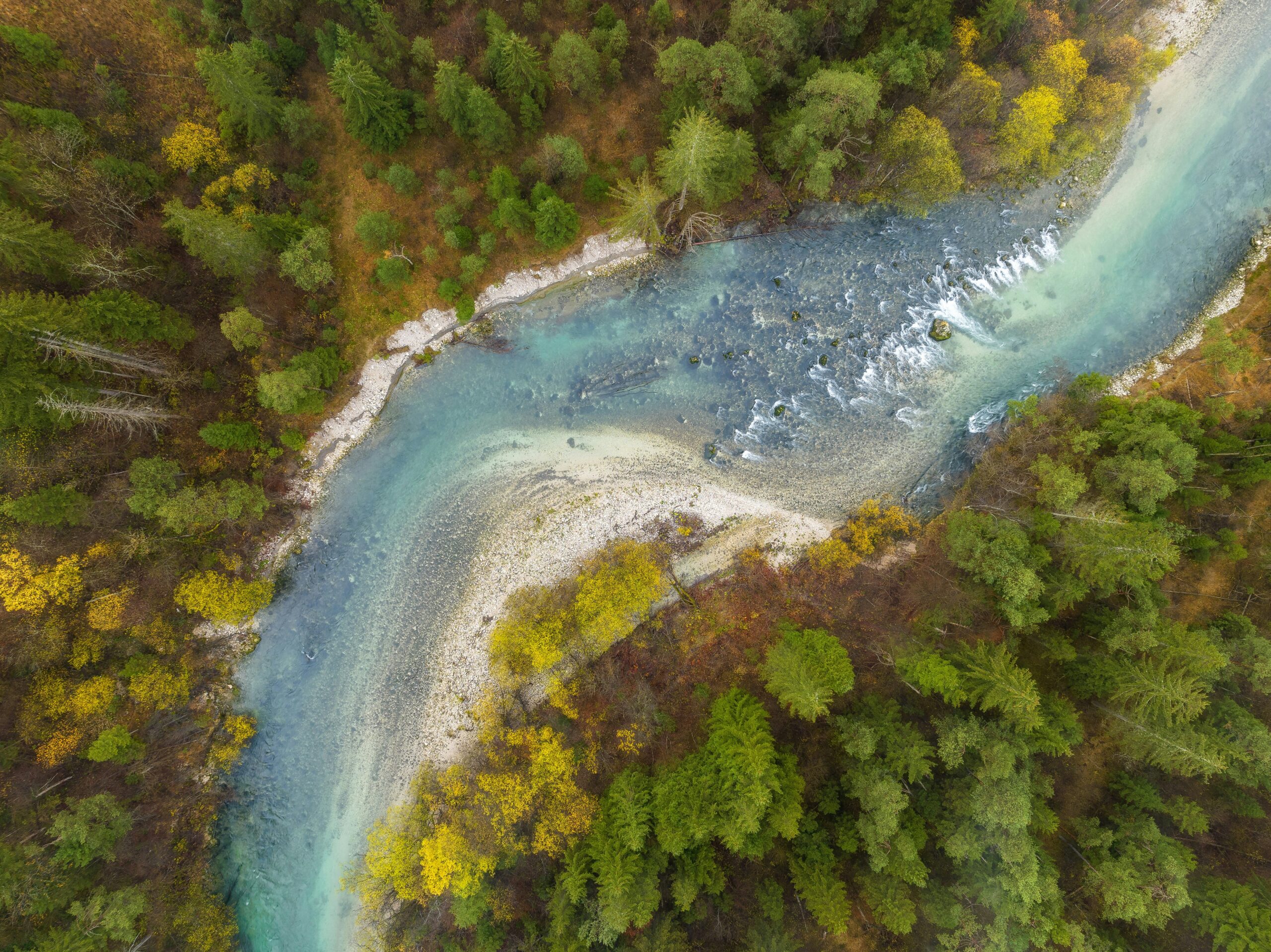 A flowing river.