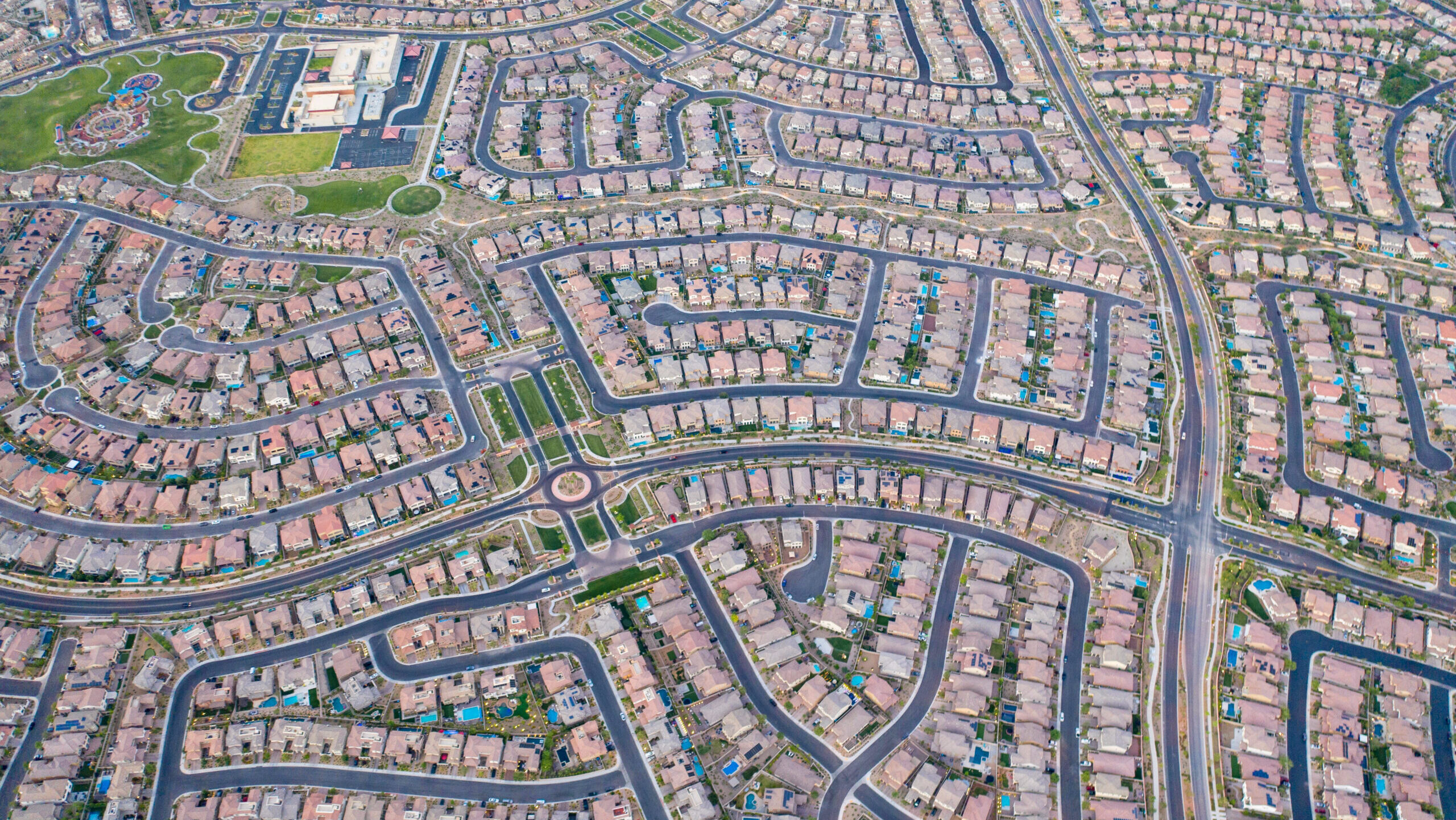 Aerial photo of a housing division in Las Vegas, Nevada.