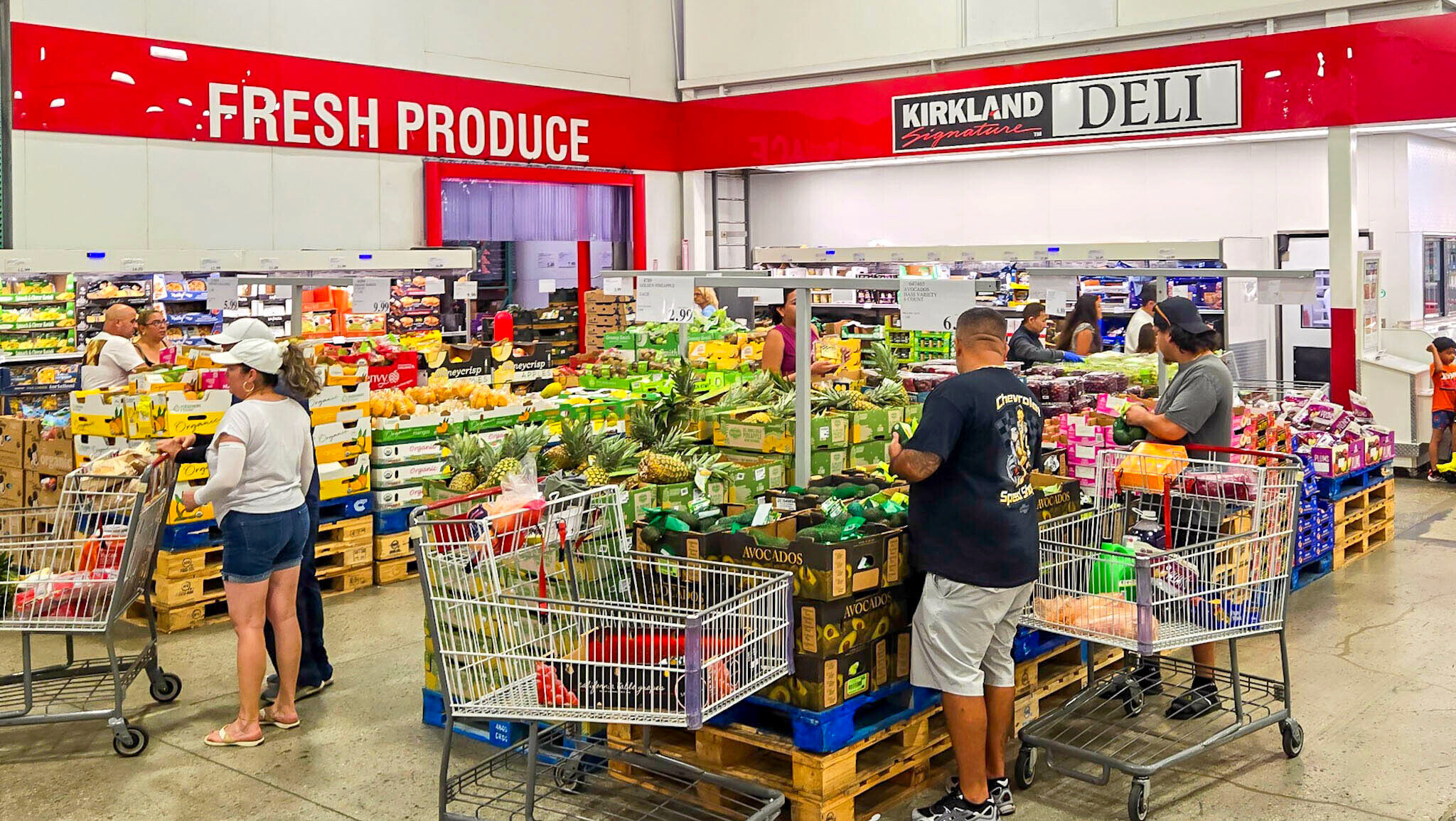 Photo of shoppers at a Costco.