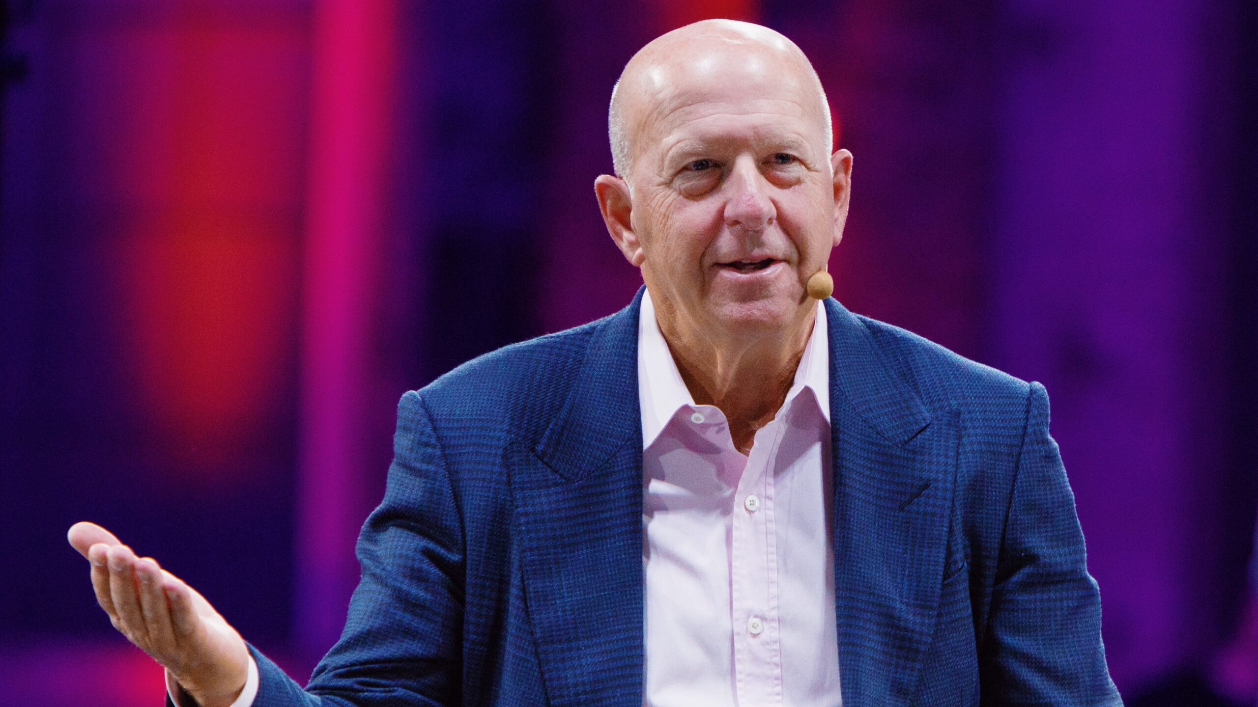 David Solomon, CEO of Goldman Sachs, speaks on the stage of 2025 Italian Tech Week