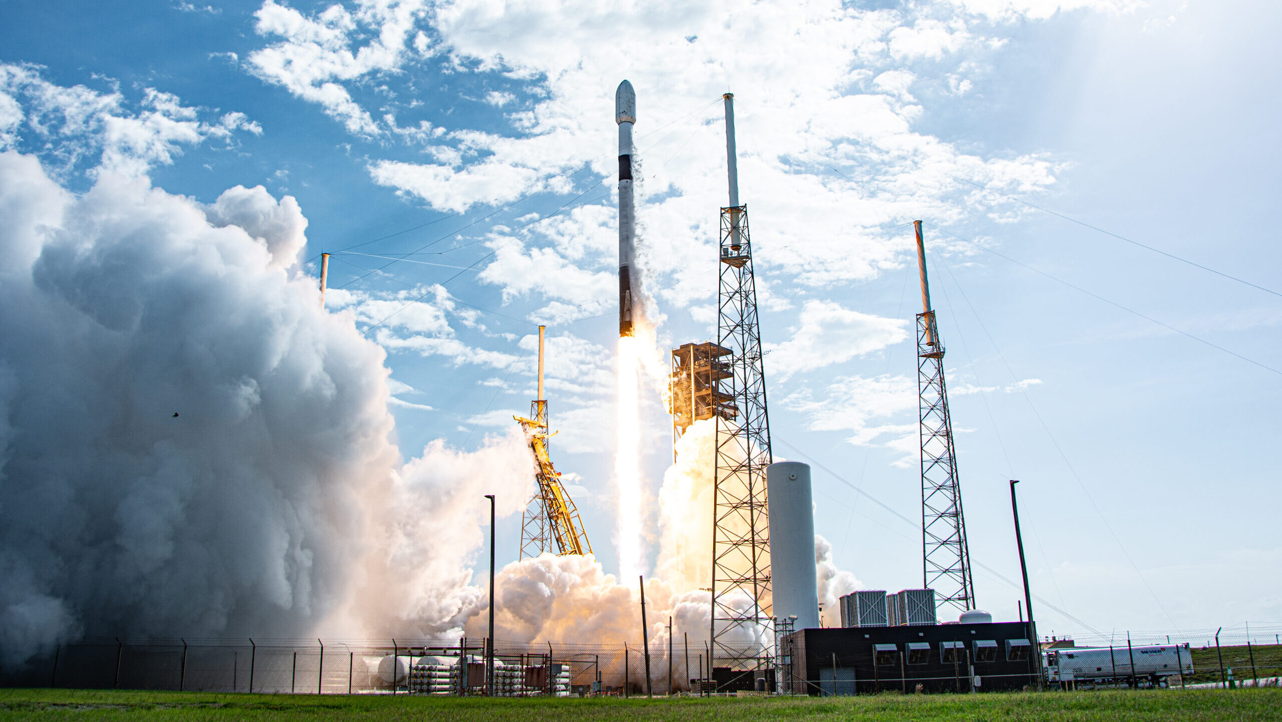 A SpaceX Falcon 9 MRV-1 launches in Cape Canaveral, Florida.