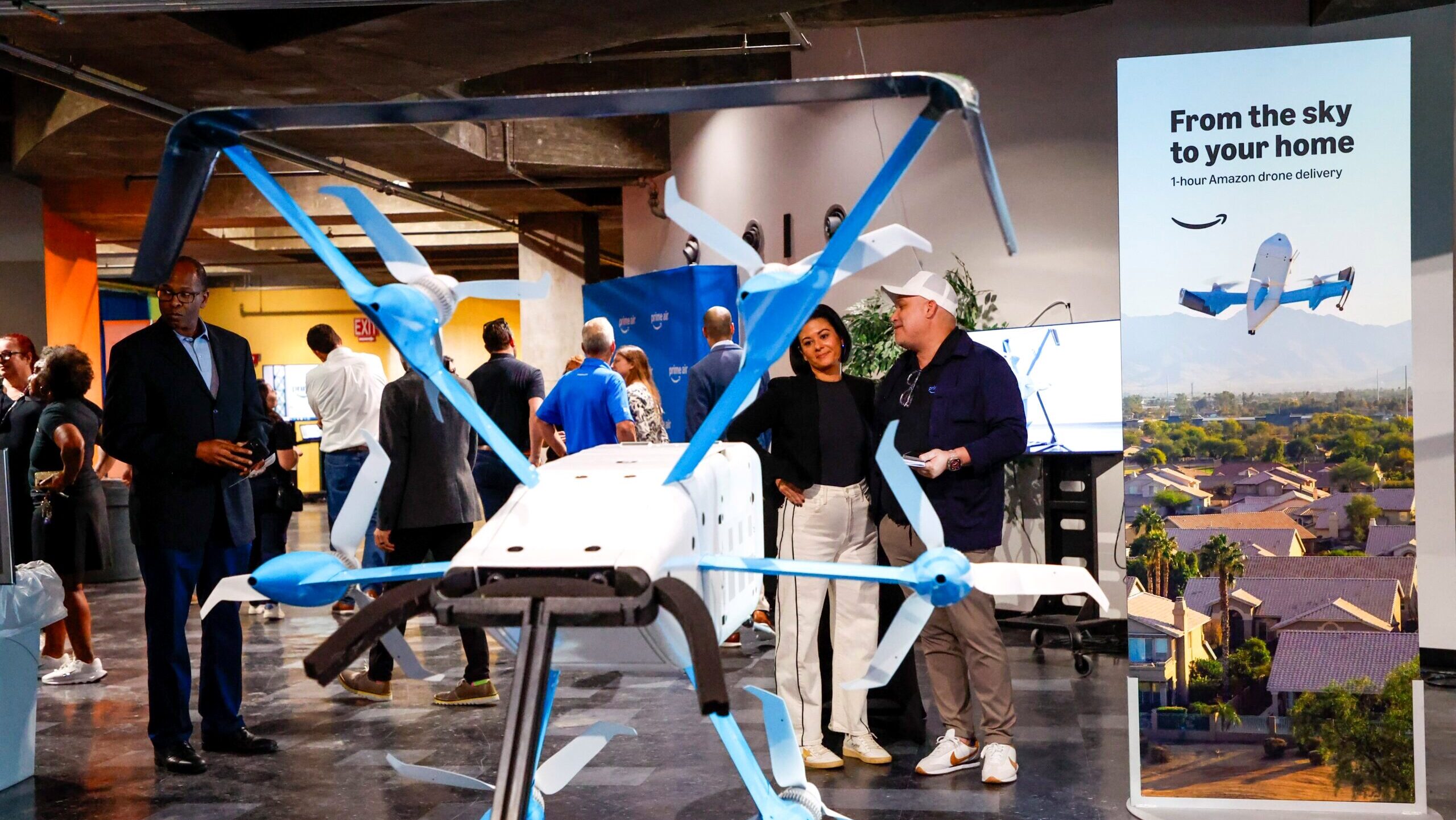 Photo of an Amazon Prime Air delivery drone.