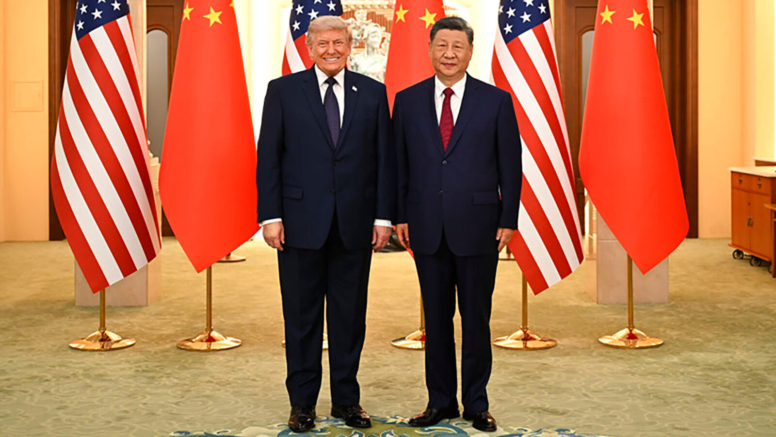 Chinese President Xi Jinping Welcomes U.S. President Trump to Beijing.
